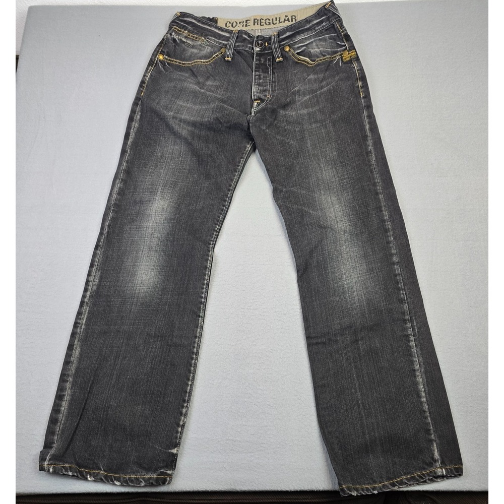 G-Star Raw Core Regular Men's Black Gray Distressed Jeans Button Fly Size 30 - Picture 1 of 12
